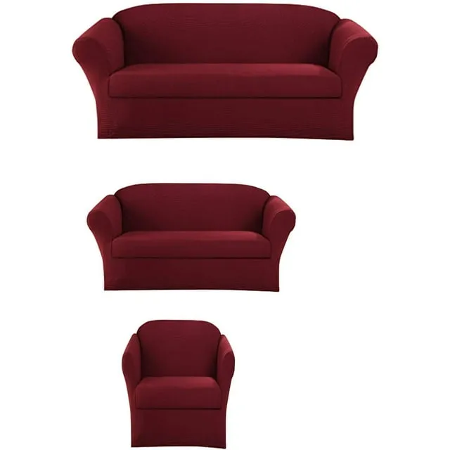 Sapphire Home 3-Piece Slipcover Set for Sofa Loveseat Couch Arm Chair, Form Fit