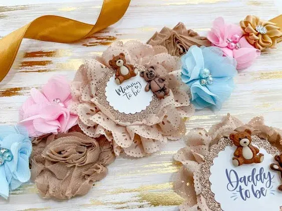 Teddy Bear Gender Reveal Baby Shower Maternity Sash, Teddy Bear Shower Sash, Gender Reveal Mom to be Sash for Shower, Teddy Bear Mom to be