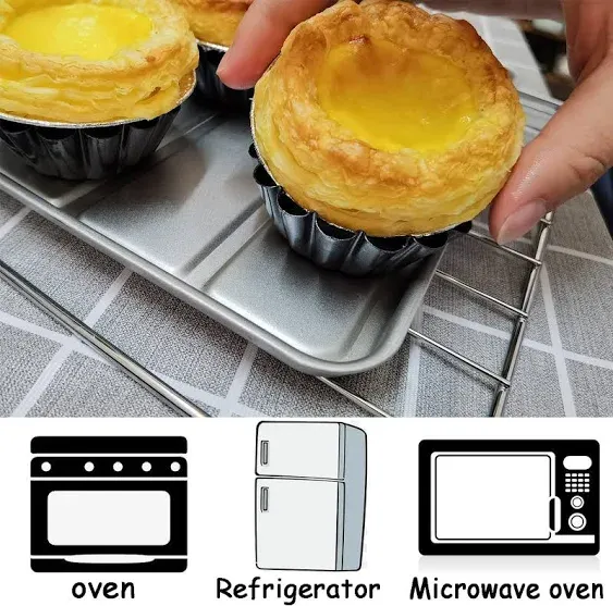 Egg Tart Molds 12PCS Tart Pan, Mini Carbon Steel Non Stick Tart Pans, Tart Molds