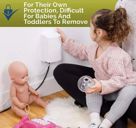 Baby Safety Outlet Cover Box [Patent Pending] Double Lock for Much Better Toddler Proofing, Easier Operation, Simple 3 Step Install with Included Scre