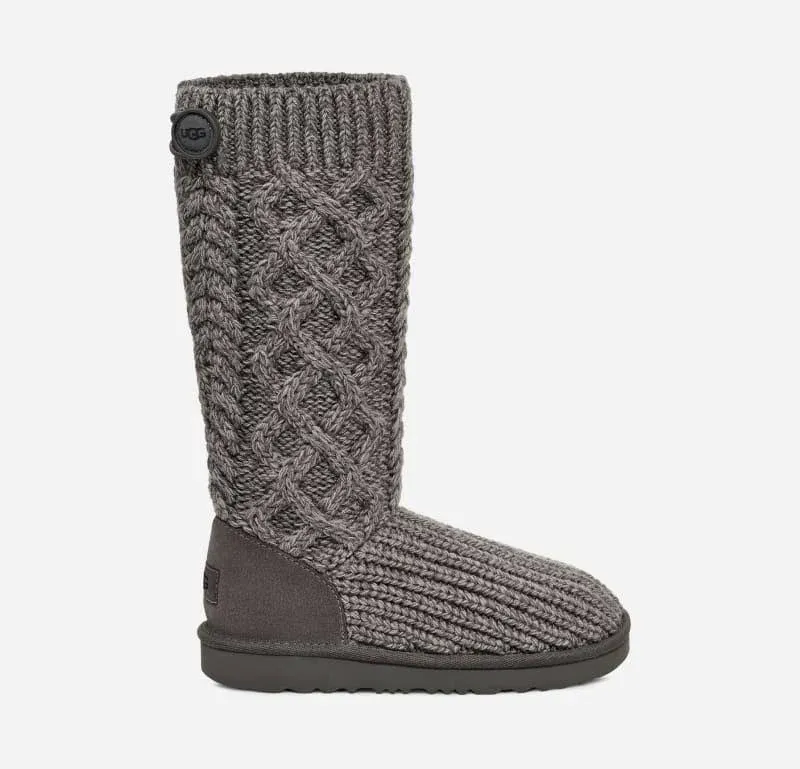 Kids' Ugg Classic Cardi Cabled Knit Boots 13 Grey