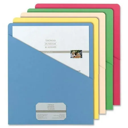 Smead Organized Up Slash-Style File Jackets Letter - 8 1/2 x 11 Sheet Size - 11 pt. Folder Thickness - Manila Blue Green Red Yellow - 1.49 lb - Recycled - 25 / Pack