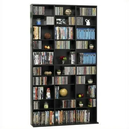 Pemberly Row 72 Triple Slim Multimedia Storage Rack in Espresso