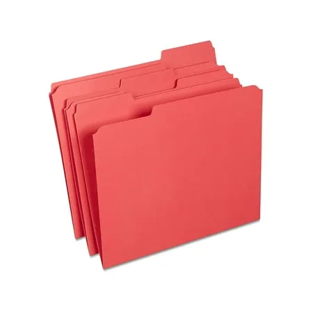 Staples 508978 Colored File Folders w/Reinforced Tabs Letter 3 Tab Red 100/Box