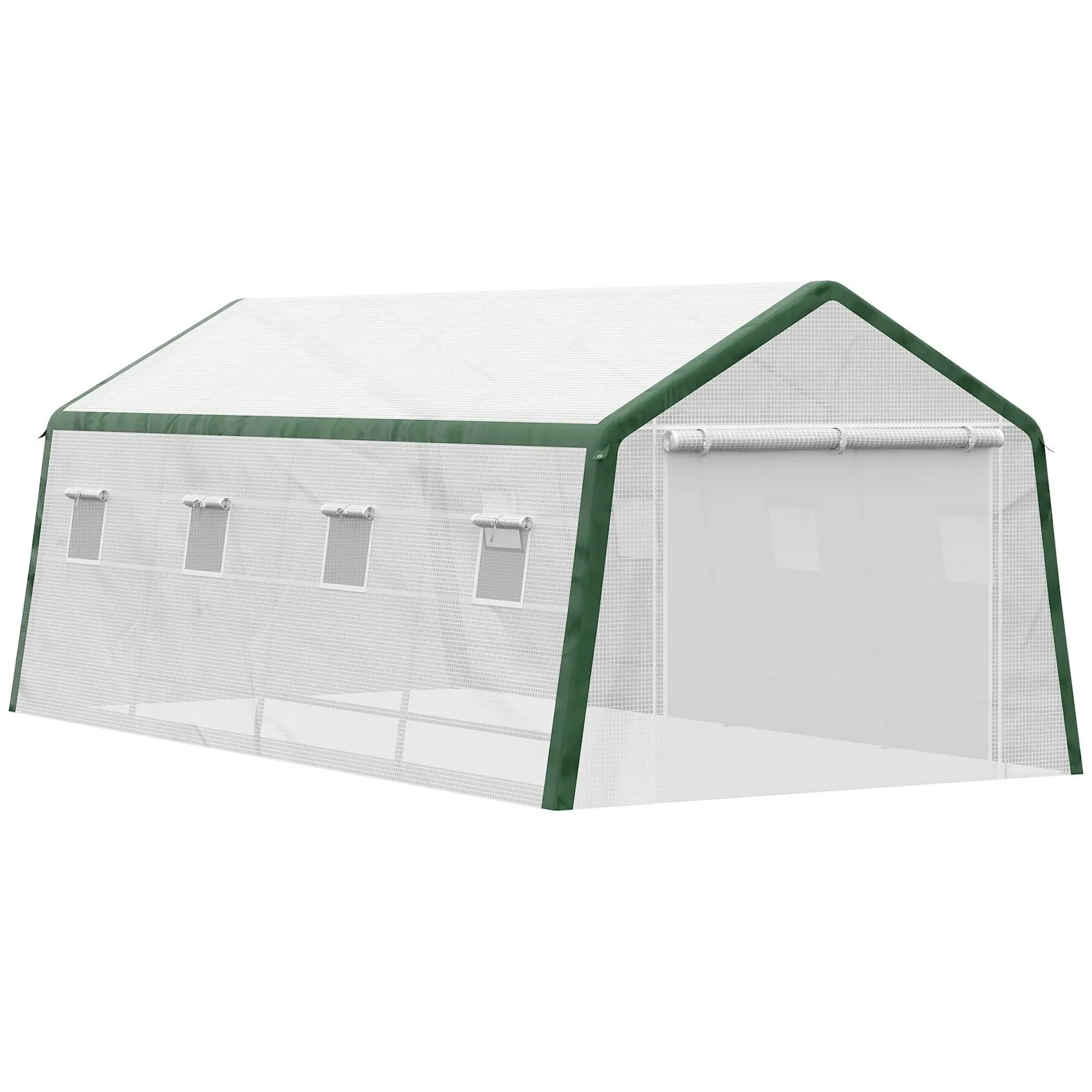 Outsunny 19.7' x 10' x 8' Outdoor Walk-In Greenhouse, Mesh Windows, White, Size: 19.7'x9.8'x7.9'