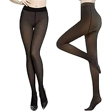 Fleece Lined Tights Women Fake Translucent Tights Sheer Warm Pantyhose Winter ...