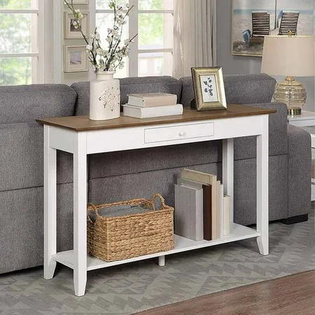 Convenience Concepts American Heritage Console Table in White Wood Finish