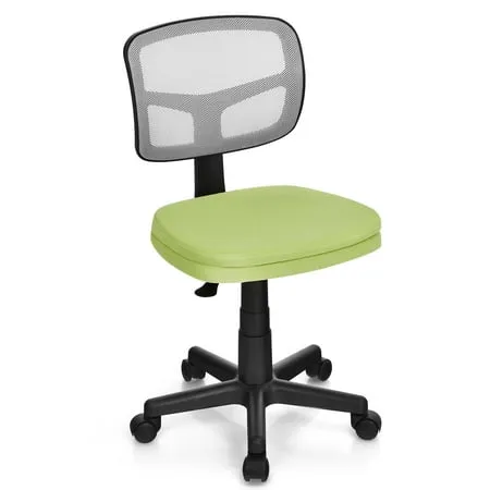 Giantex Kids Desk Chair, Low-Back Mesh Children Computer Task Chair with Adjustable Height & Support Lumbar, Upholstered Mesh Swivel Chair for Boys Girls (Green)