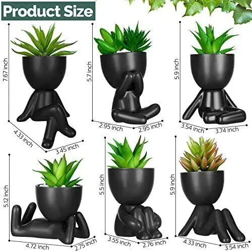 6 Pcs Artificial Succulent Plants Mini Fake Succulent Ceramic Cute