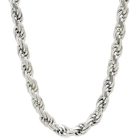 Savlano 925 Sterling Silver 6mm Solid Italian Rope Diamond Cut Twist Link Chain Necklace with Gift Box for Men & Women