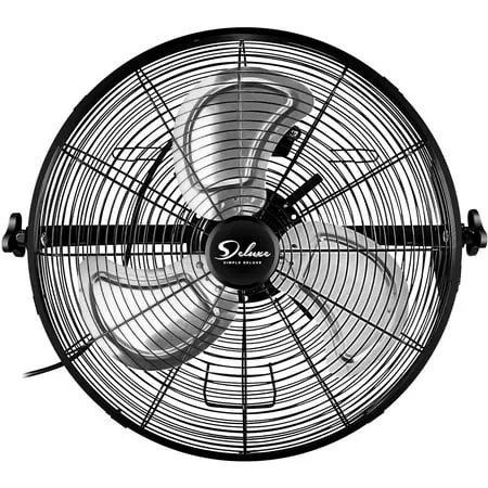 Simple Deluxe 20 inch High Velocity 3 Speed, Black Wall-Mount Fan