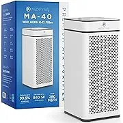 Medify MA-40-UV Air Purifier with True HEPA H14 Filter + UV Light | 840 sq ft Coverage | for Allergens, Wildfire Smoke, Dust, Odors, Pollen, Pets | Quiet 99.7% Removal to 0.1 Microns | White, 1-Pack