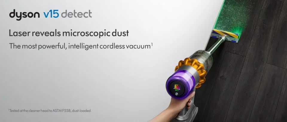 Dyson V15 Detect Cordless Vacuum Cleaner, Multicolor, 10.5"L x 9.8"W x 49.6"H