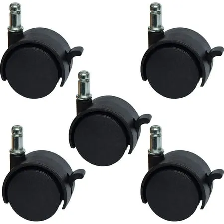 MySit 2" Replacement Office Chair or Stool Caster Wheels - with Brake (Set of 5)