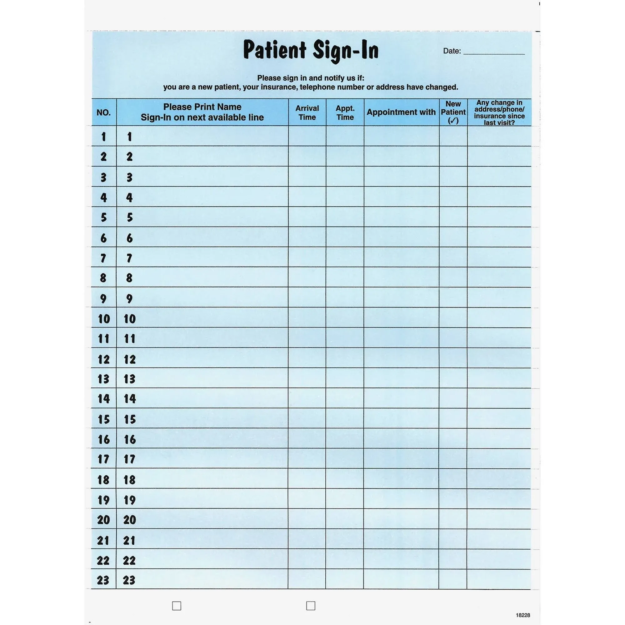 Tabbies Patient Sign-In Label Forms