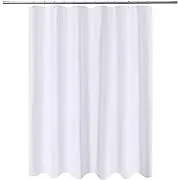 White Fabric Shower Curtain Liner with Magnets, Hotel Quality, Machine Washable