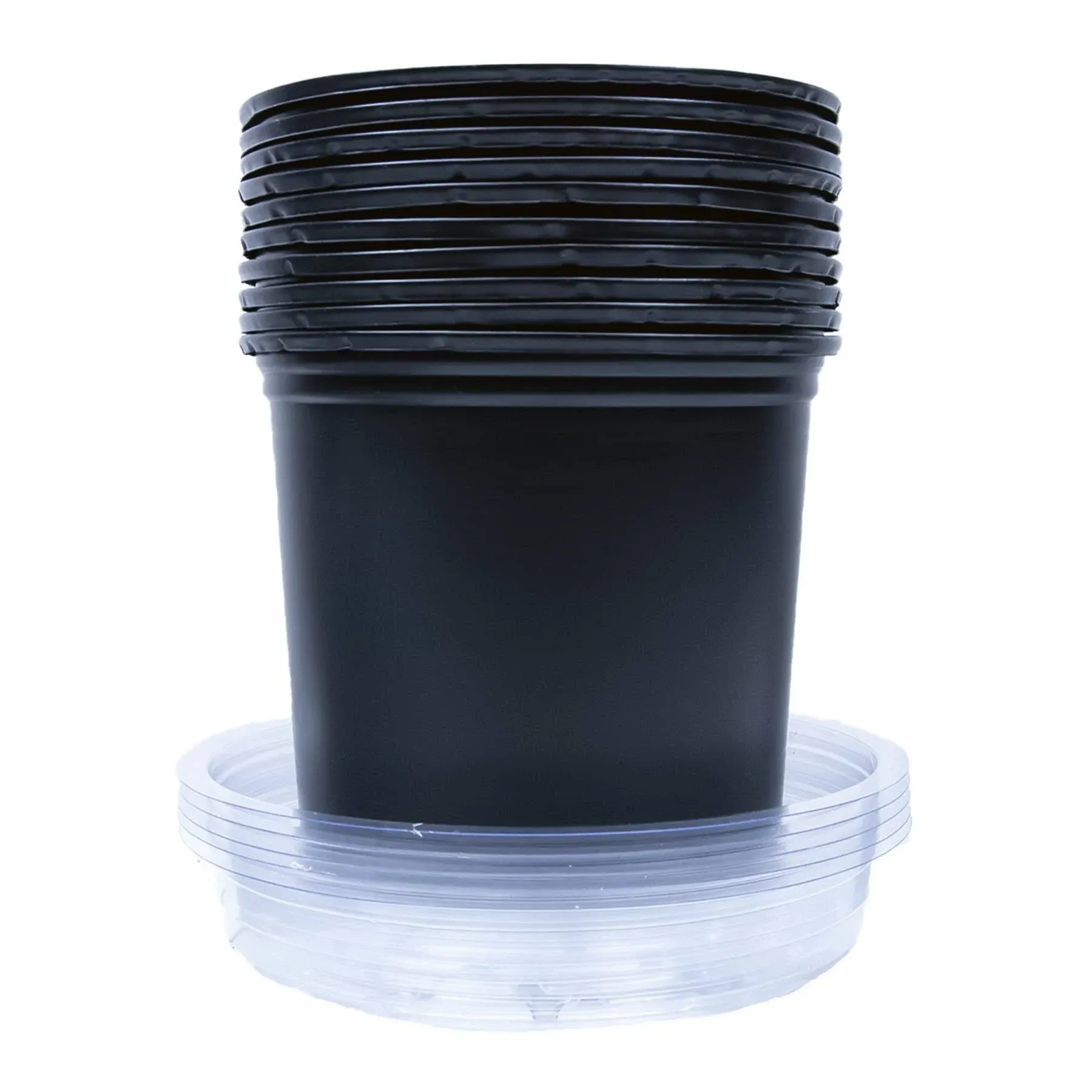 Viagrow 2 Gallon Plastic Nursery Pots with Saucers (7.57 Liters / 2 Gallon) 10-Pack, Black