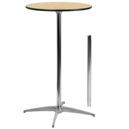 Flash Furniture 24 Round Wood Cocktail Table with 30 and 42 Columns