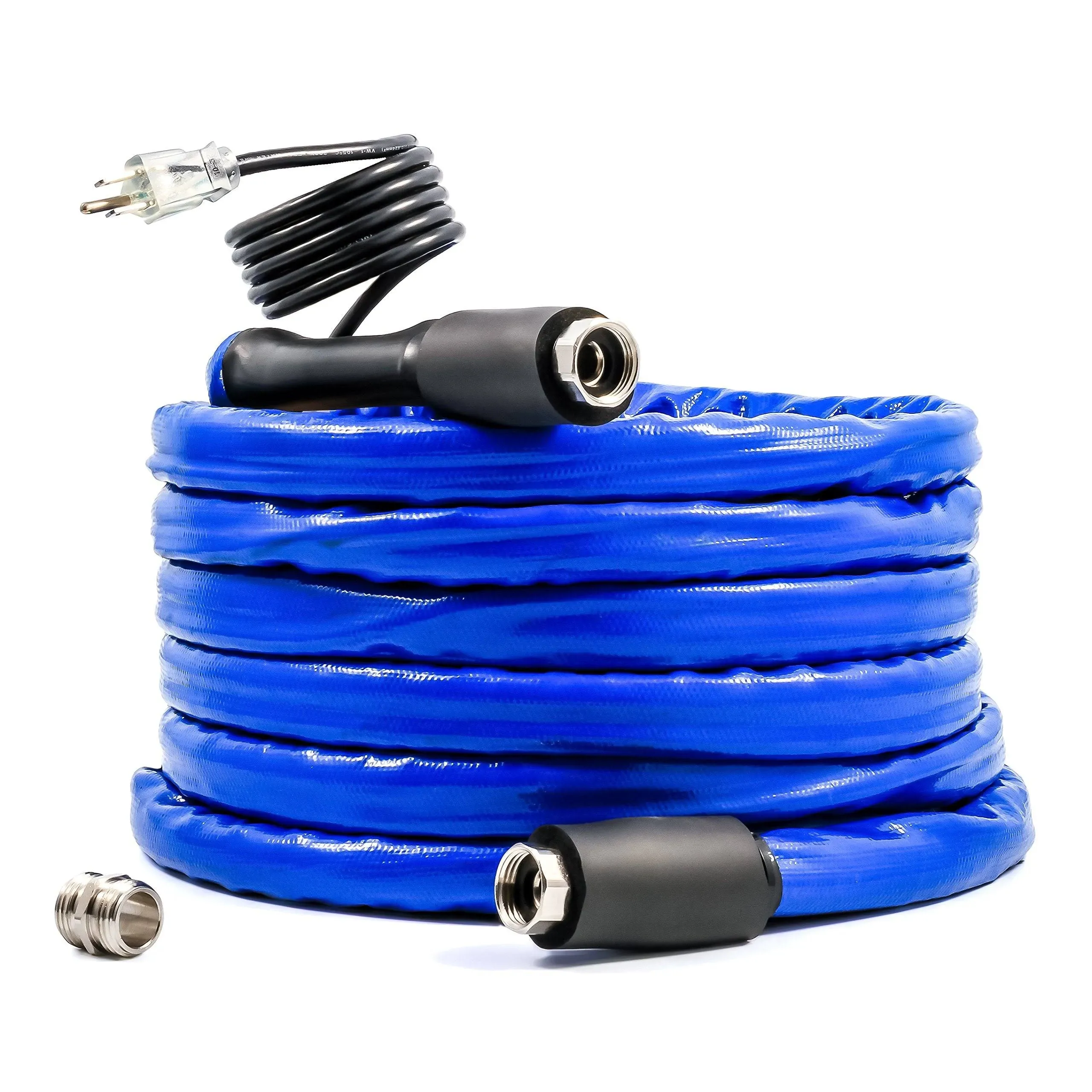 Camco 25-Foot Heated Drinking Water Hose | Features Water Line Freeze Protection Down to -20°F/-28°C & Energy-Saving Thermostat | Includes Adapter for Connection to Either End of Hose (22911)