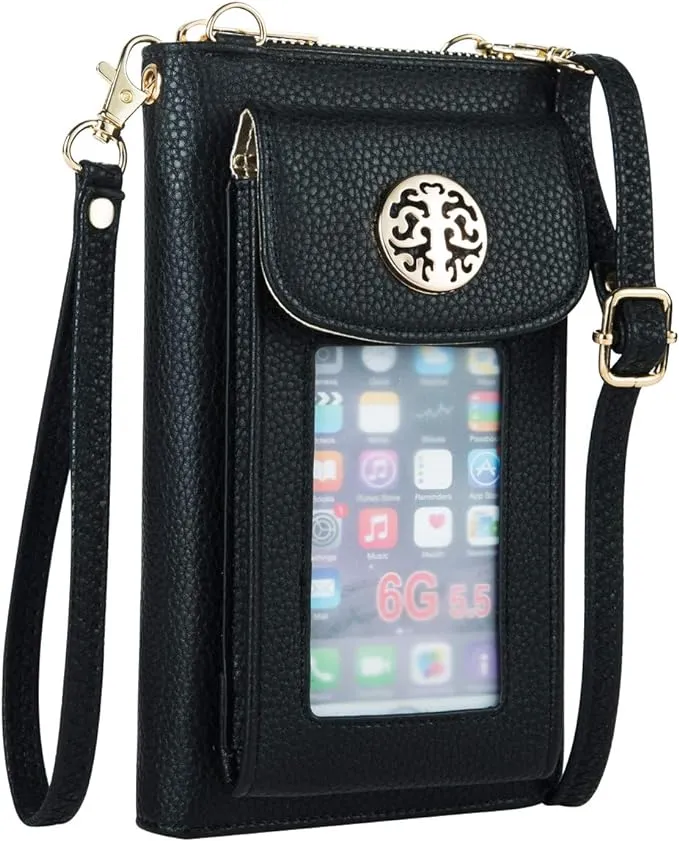  Cell Phone Purse Crossbody for Women Wallet with Phone Holder Black