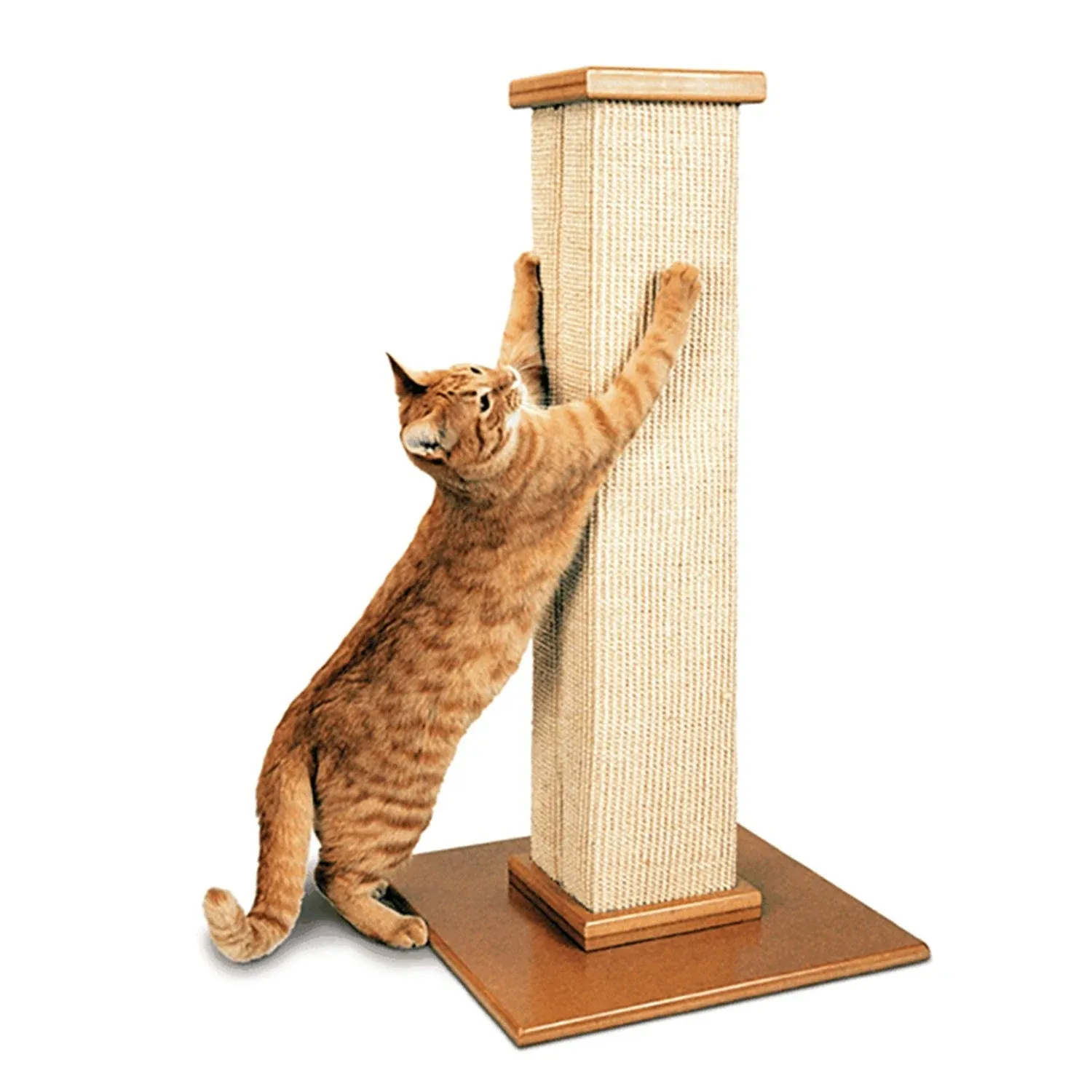 SmartCat Ultimate Scratching Post – Gray, Large 32 Inch Tower - Sisal Fiber, Simple Design - For All Cats