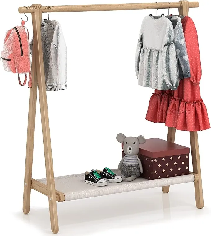 VOGUSLAND Dress Up Rack, Child Garment Rack, Kids Clothing Rack with Storage ...