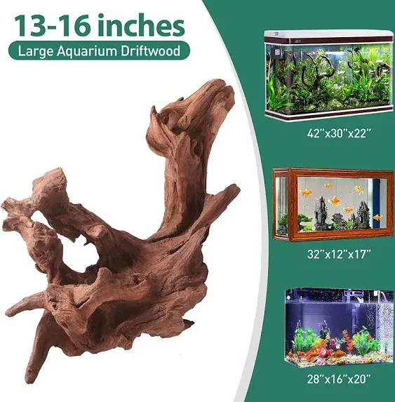 Natural Large Driftwood for Aquarium Decor,13-16 Inch Length Assorted Branches D