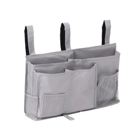 NOGIS Bedside Caddy 8 Pockets Hanging Storage Bag Organizer Holder for Bunk Dorm Rooms & Hospital Bed Rails--Gray