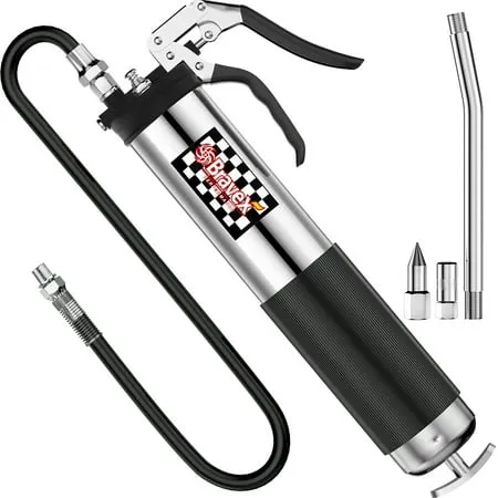 Bravex Heavy Duty Professional Pistol Grip Grease Gun 6000 PSI - 18 inch Flex Hose …