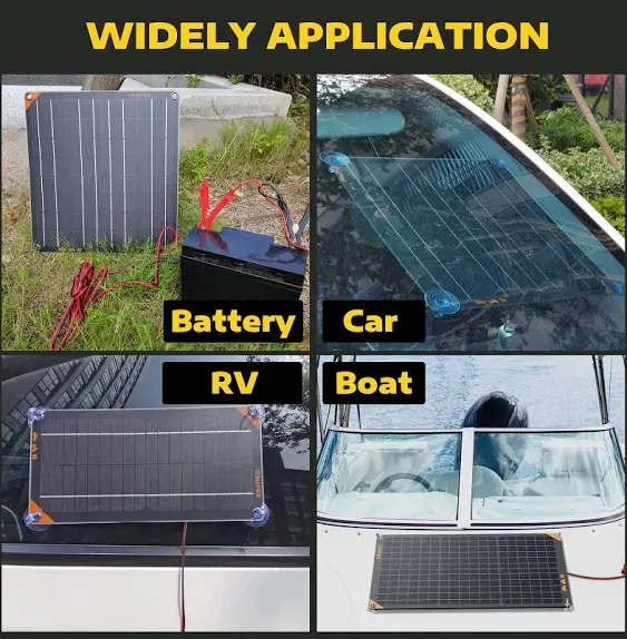 SUNAPEX 12V Solar Trickle Charger for Boat Battery Solar Battery Charger 12 Volt Waterproof 10W Solar Battery Maintainer for Car Truck Boat RV Motorcycle Marine Trailer Battery