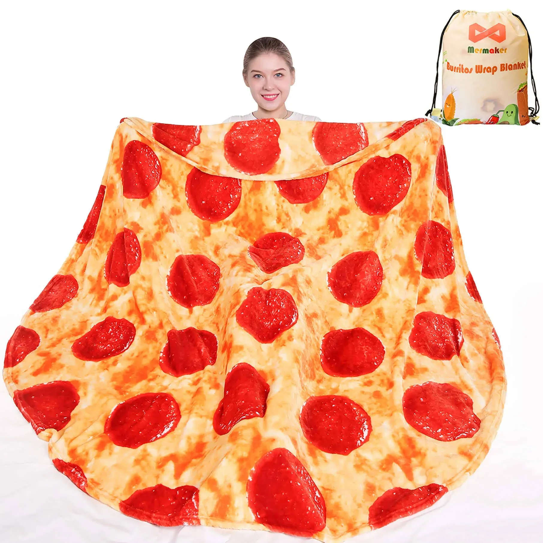 Pepperoni Pizzas Blanket 2.0 Double Sided 71 Inch for Adult and Kids, Pizzas Bla