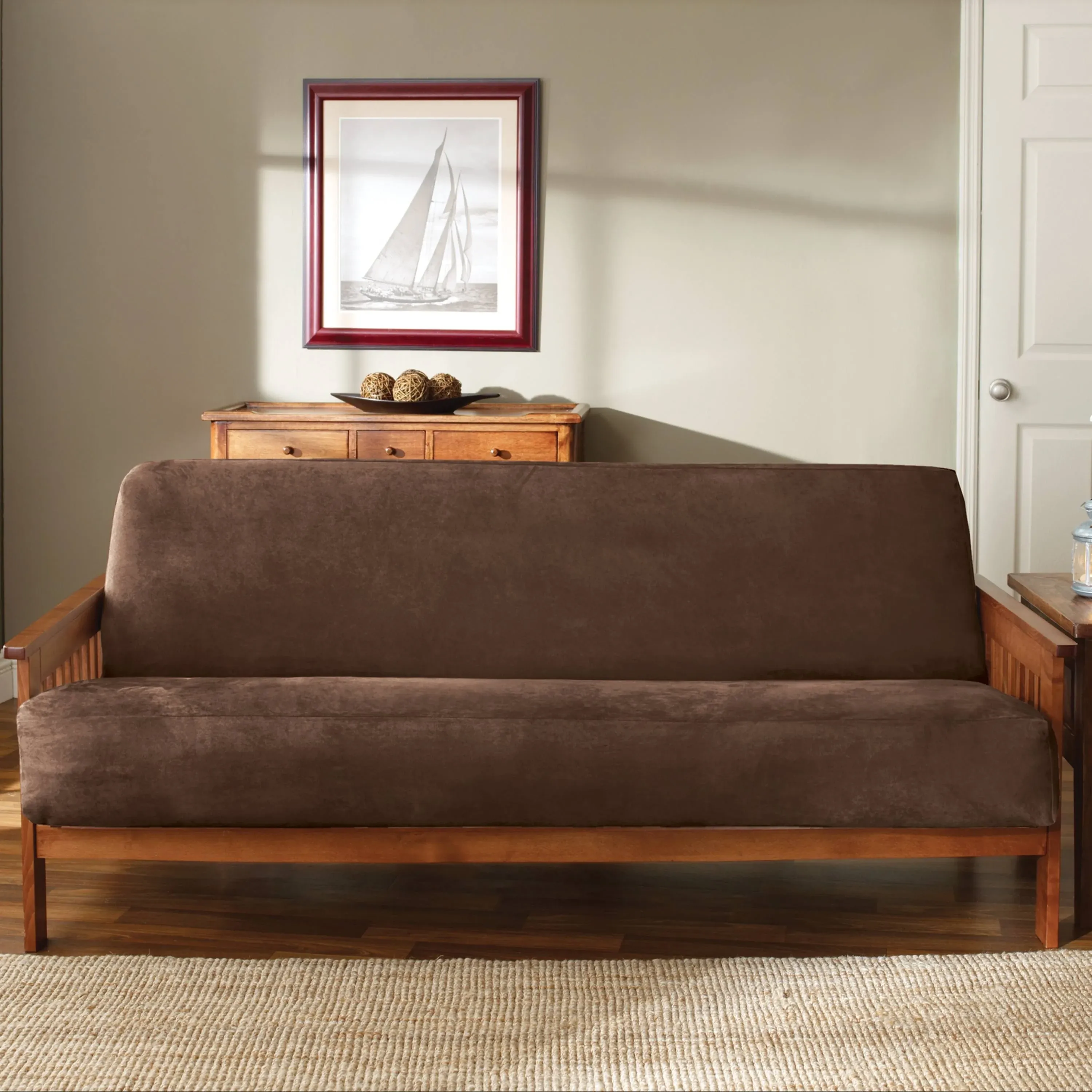 SureFit Soft Suede 1 Piece Futon Slipcover in Taupe