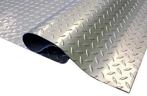 IncStores Standard Grade Nitro Garage Flooring (5' x 12', Diamond Stainless Steel) Roll Out Floor Protecting Mats