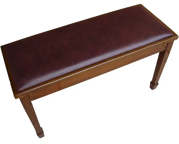 Walnut Genuine Leather Concert Grand Duet Piano Bench