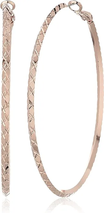 GUESS "Basic" Rose Gold Large Diamond Cut Hoop EarringsGUESS "Basic" Rose Gold Large Diamond Cut Hoop Earrings