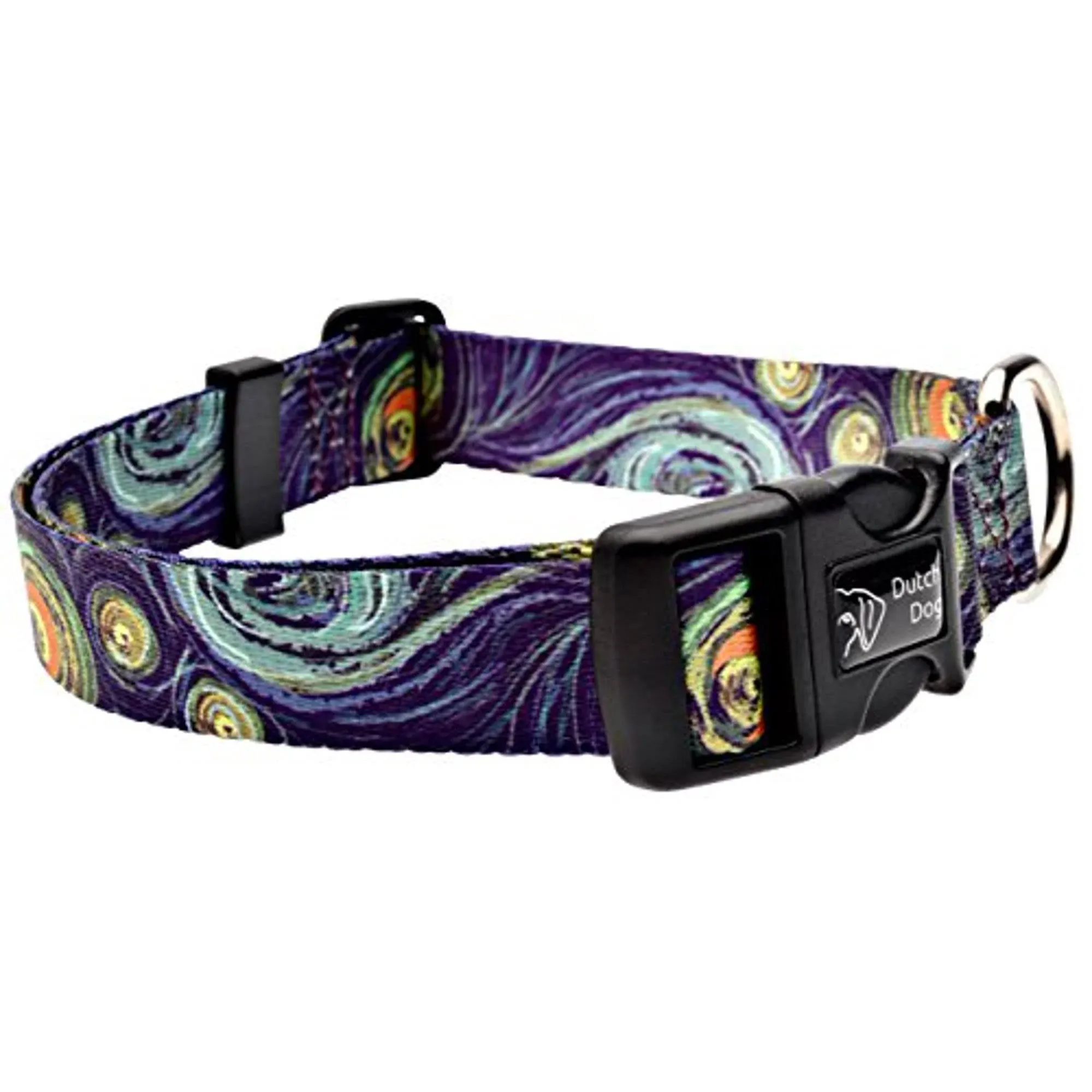 DutchDog Amsterdam Eco Friendly Van Gogh Dog Collar M (15-20 in), Multi-Color 