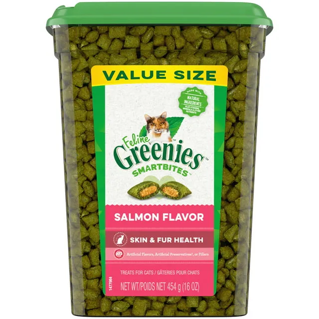 Greenies Feline Smartbites Skin & Fur Salmon Dental Cat Treats - 16 oz