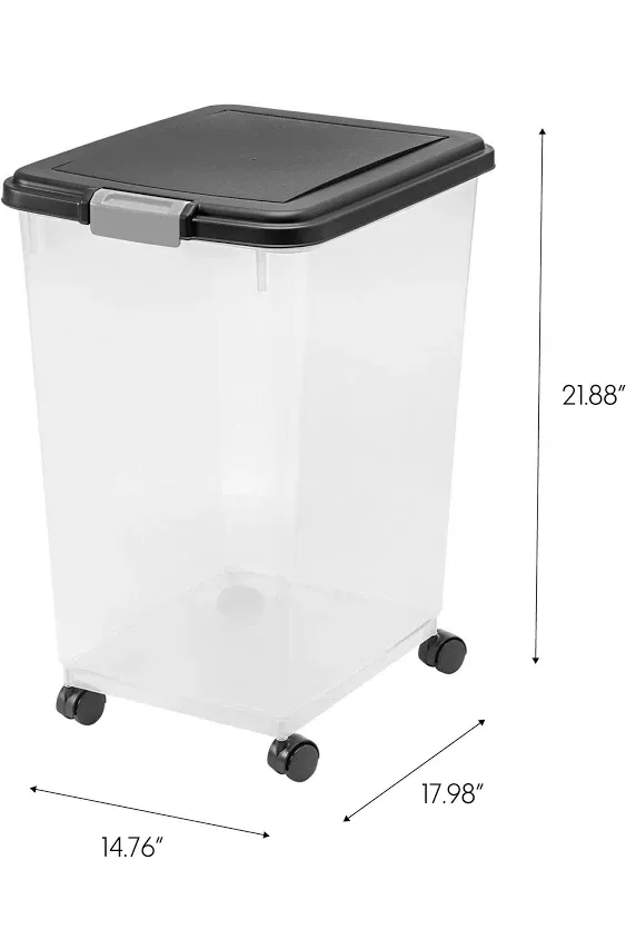 IRIS USA 33qt/25lbs Airtight Pet Food Storage Container, Black