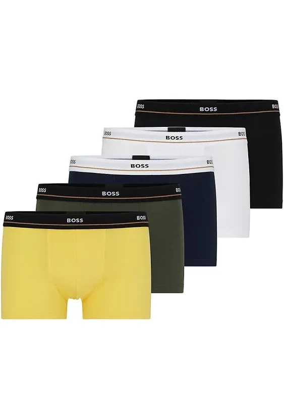 Five-pack of stretch-cotton trunks with logo waistbands