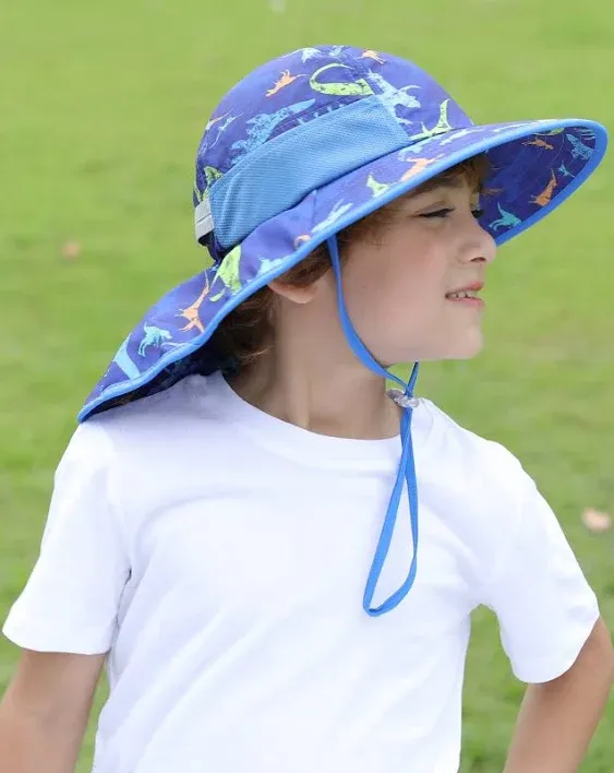 icolor Kids Sun Hat UPF50+ Sun Protection Bucket Hat Toddler Summer Beach Play Hats with Neck Flap for Girl Boy Ages 3~10