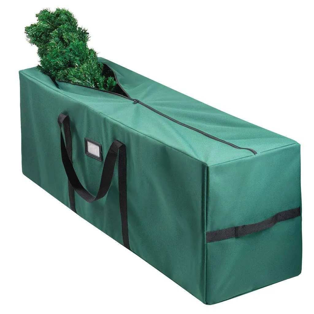 9 ft Christmas Tree Storage Bag - Waterproof, Heavy-Duty 600D Oxford Christmas Tree Bag - Reinforced Handles, Dual Zipper, Label & Side Pocket - Protection From Dust, Water - Green, 50x15x20″ - Sagler