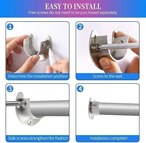 Creatyi Heavy Duty Closet Rod Brackets Shower 25mm (1 Inch), Silver 