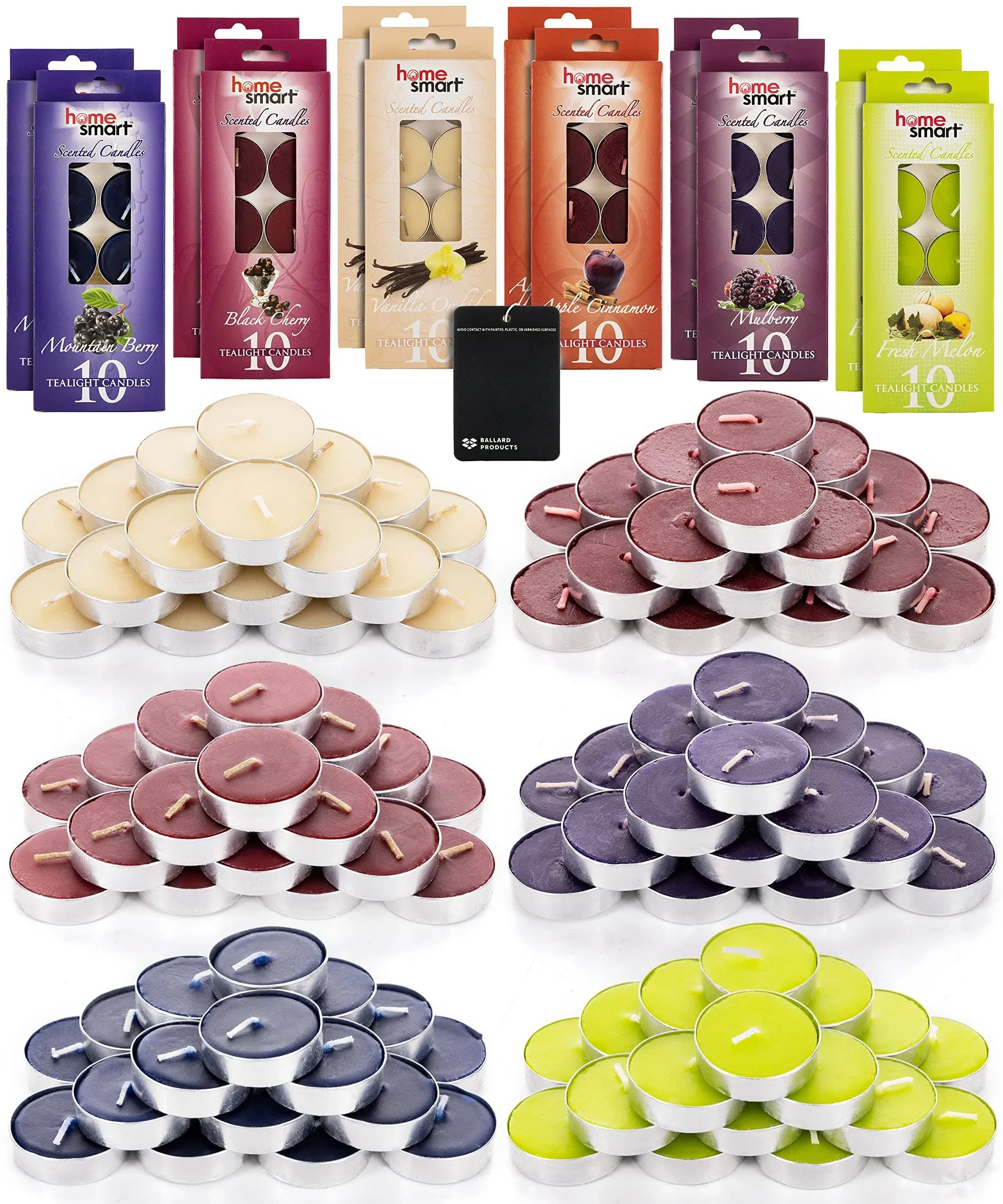 Home Smart Scented Tea Lights Candles Variety Pack of 120 Mini Candles - 6 Scent