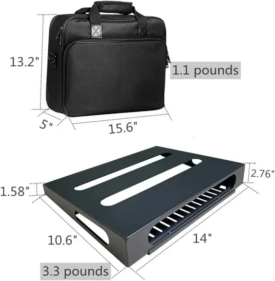 14" x 10.6" Guitar Pedal Board with Power Supply Cradle, Carry Bag Included (SPB-14S)