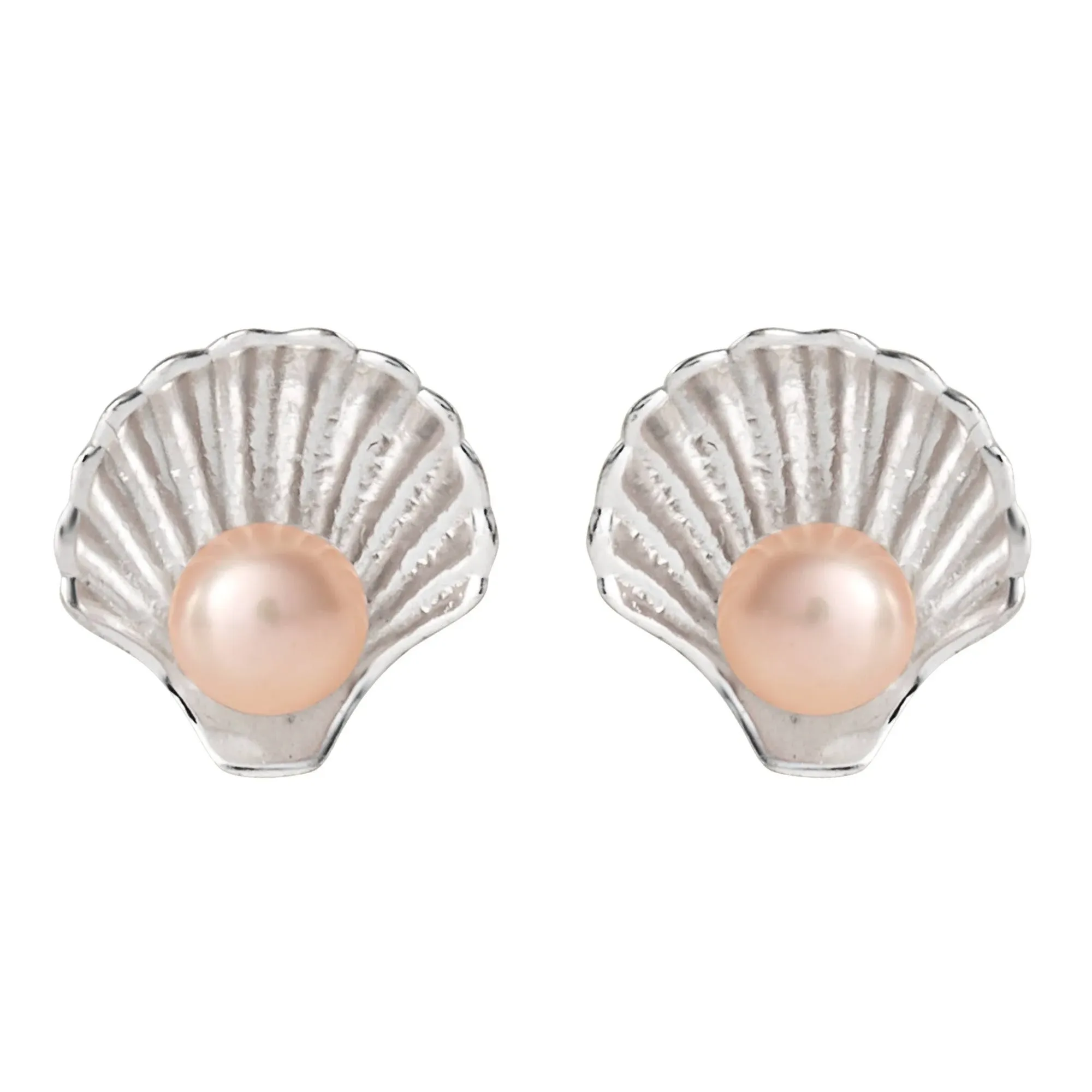 Disney Princess The Little Mermaid Sterling Silver Seashell Pearl Stud Earrings