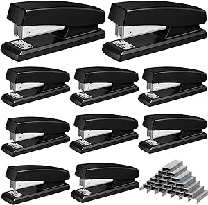 10 Pieces Stapler for Desk Staplers Bulk with 6000 Staples Office Stapler 25 Sheet Capacity Staplers Pack for School Office (Black)