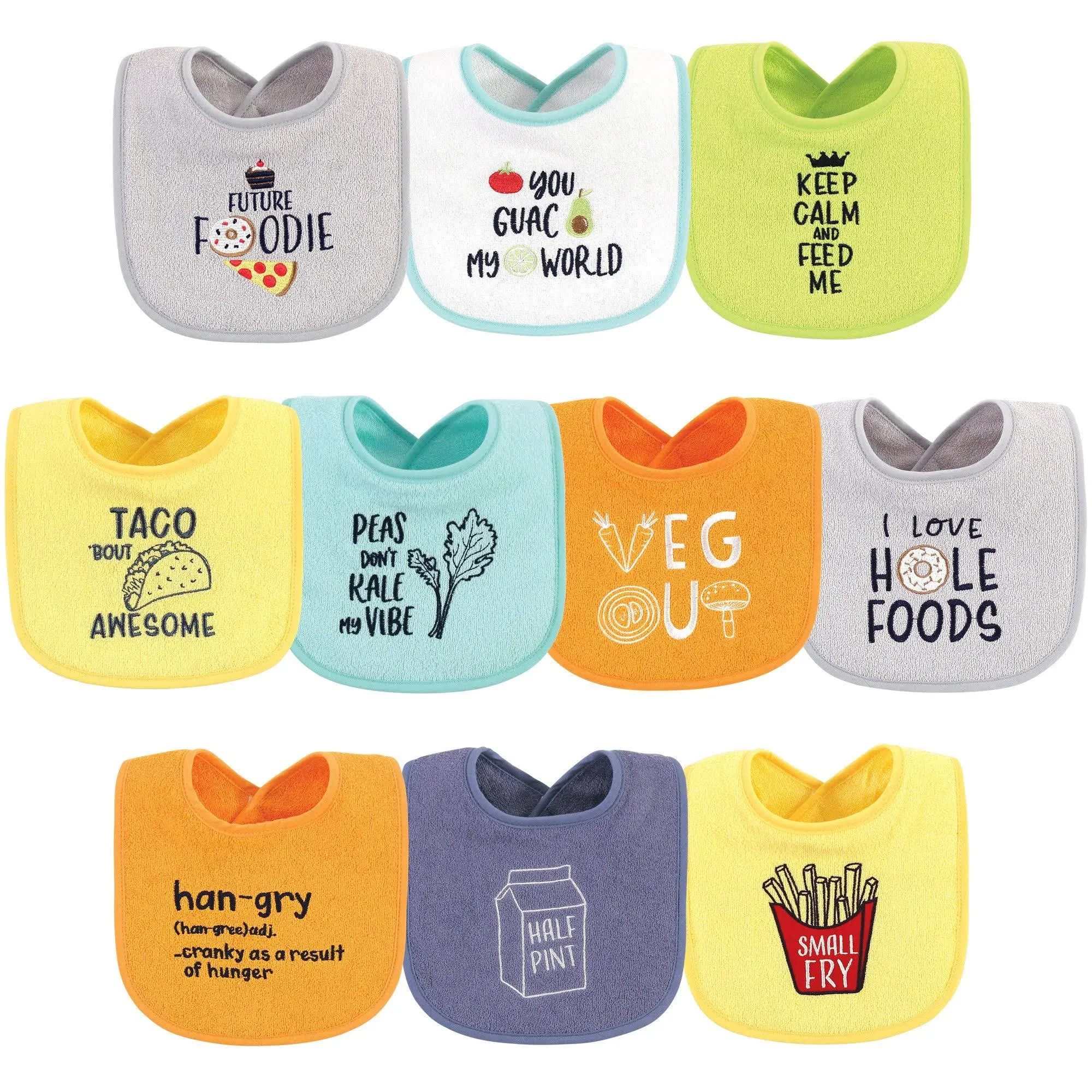 Hudson Baby Cotton Terry Drooler Bibs with Fiber Filling Food Neutral / One Size