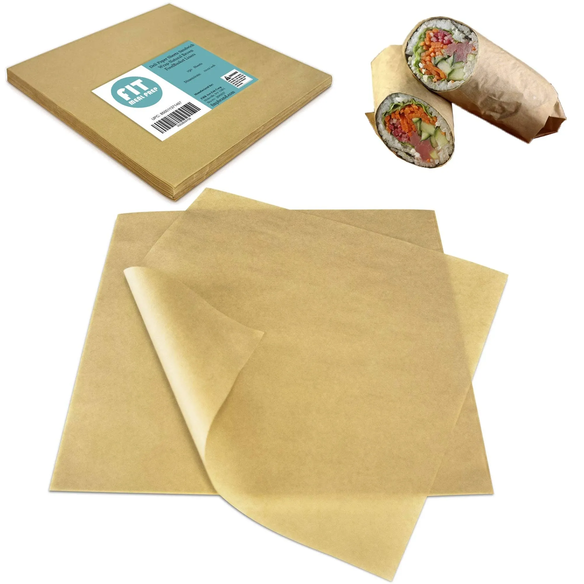 Fifth Ave Fair 250 Sheets 12x12 Inch Kraft Deli Paper Sheets