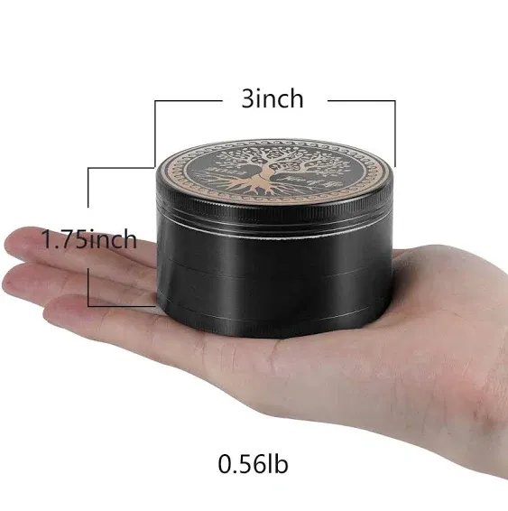 3 Inch Spice Grinder Large 3 Pieces (Metal Black)