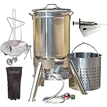 Enterprises Turkey Deep Fryer Oversized 44 Quart Stainless Steel Big Bird Kit by Bayou Classic for Big 25 lbs Huge Turkeys Complete KIT TOP of The LINE